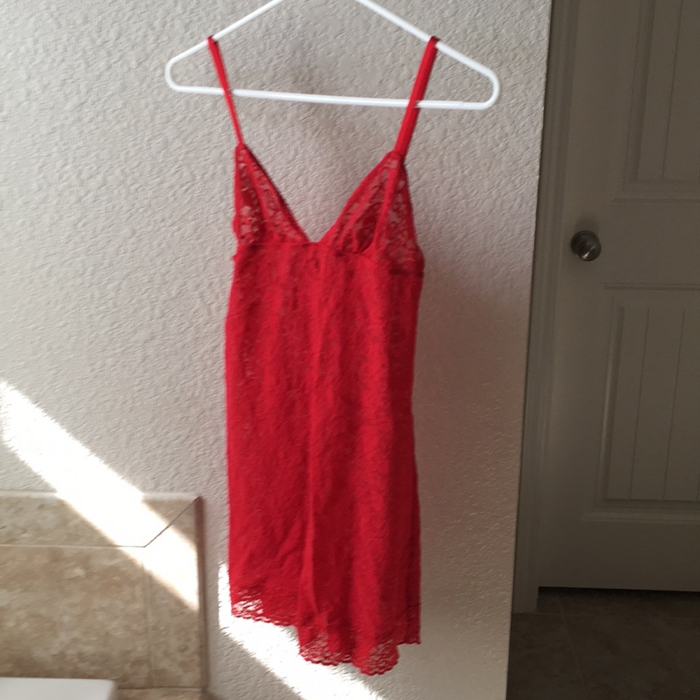 Victoria’s Secret red lace slip dress